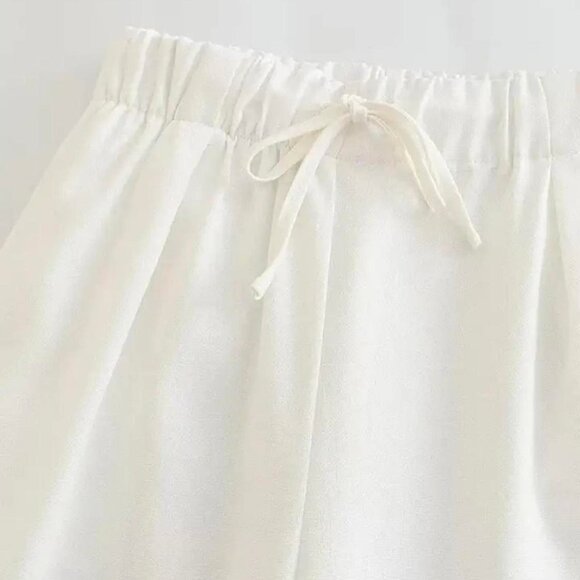 White linen pants with elastic waist - Picture 2 of 2